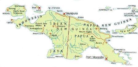 Karte der Insel Neuguinea